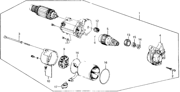 1989 Honda Accord Starter Motor (Denso) Diagram