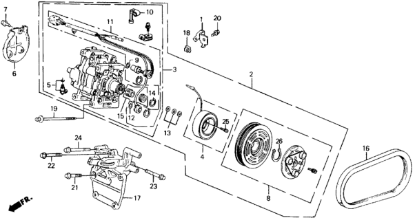 1988 Honda Prelude A/C Compressor (2.0 S) Diagram