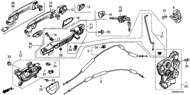 2012 Honda Civic Door Locks - Outer Handle Diagram