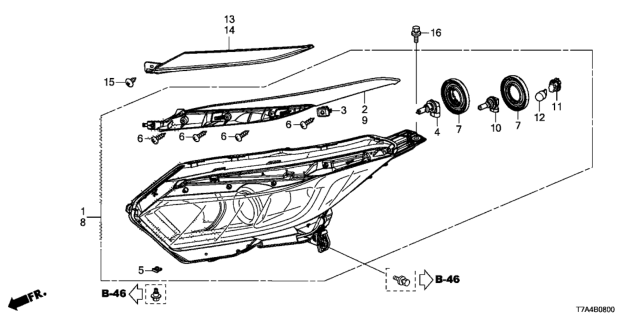 2020 Honda HR-V Headlight Assembly, Driver Side Diagram for 33150-T7A-A31