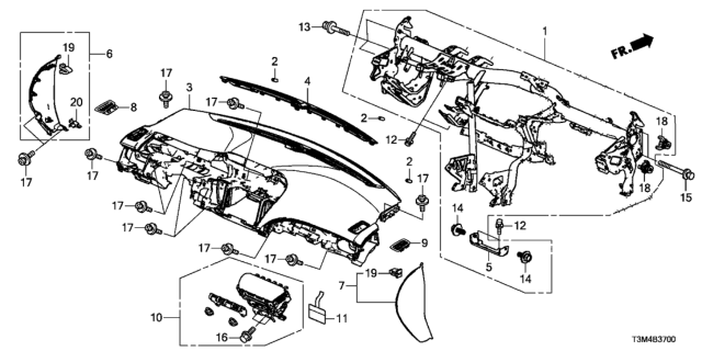 2017 Honda Accord Beam, Steering Hanger Diagram for 61300-T3L-A10ZZ
