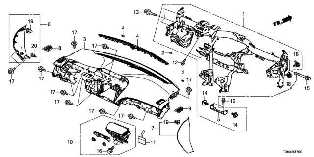 2017 Honda Accord Module Assembly, Passenger Diagram for 77820-T2A-A71