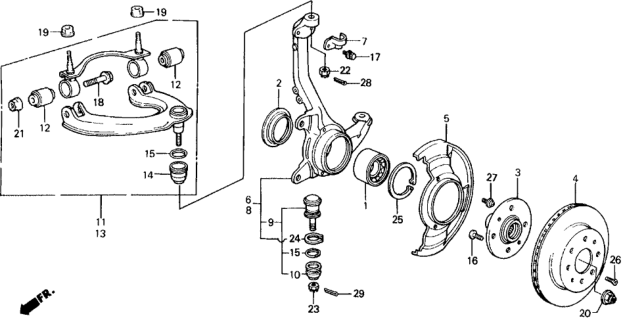 1989 Honda Civic Arm Assembly, Right Front (Upper) Diagram for 51450-SH3-030