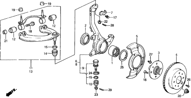 1989 Honda Civic Steering Knuckle - Front Brake Disk Diagram