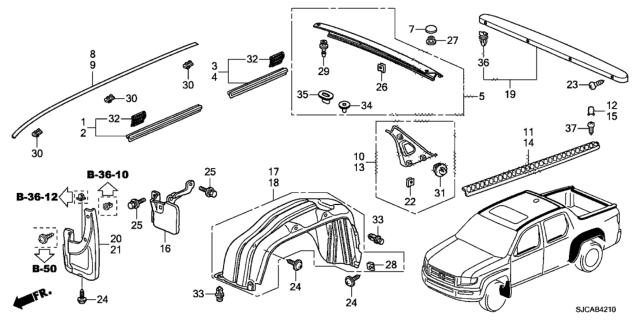 2014 Honda Ridgeline Cap, Roof Garnish *NH797M* (MODERN STEEL METALLIC) Diagram for 74301-SJC-A00ZU