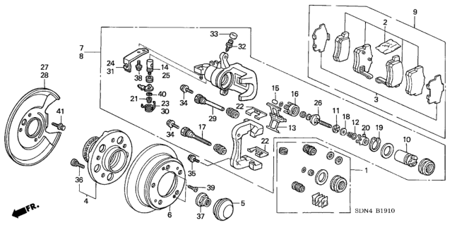 2003 Honda Accord Splash Guard, Right Rear Diagram for 43253-SDA-A51