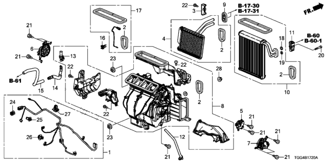 2018 Honda Civic Heater Unit Sub Assy Diagram for 79311-TBC-A62