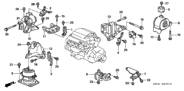 2005 Honda Pilot Stay H, Engine Wire Harness Diagram for 32748-PVJ-A00