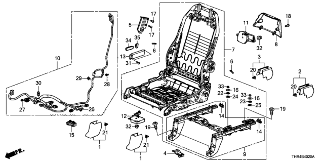 2020 Honda Odyssey Front Seat Components (Passenger Side) Diagram