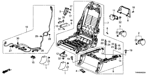 2019 Honda Odyssey Front Seat Components (Passenger Side) Diagram