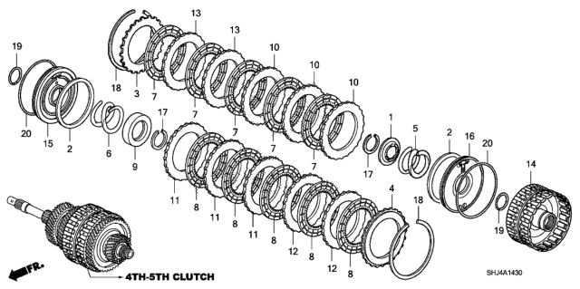 2008 Honda Odyssey 5 Door EXL-T (PAX) KA 5AT AT Clutch (4th-5th) Diagram