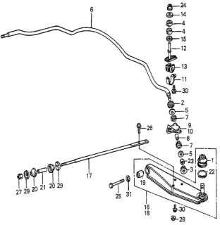 1985 Honda Accord Bush B, Front Stabilizer Arm Diagram for 51316-SA7-930