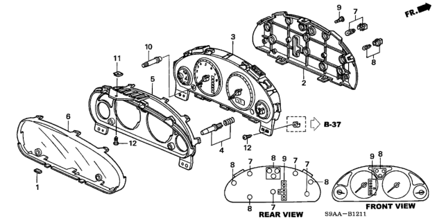2006 Honda CR-V 5 Door SE KA 5AT Meter Components (Visteon) Diagram