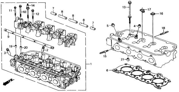 1990 Honda Civic 4 Door EX KA 4AT Cylinder Head Diagram