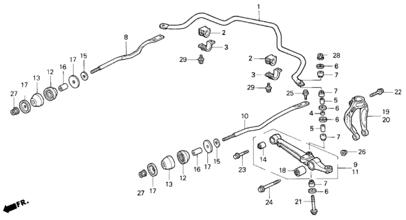 1998 Honda Odyssey 5 Door LX (6 SEATS) KA 4AT Front Stabilizer - Front Lower Arm Diagram