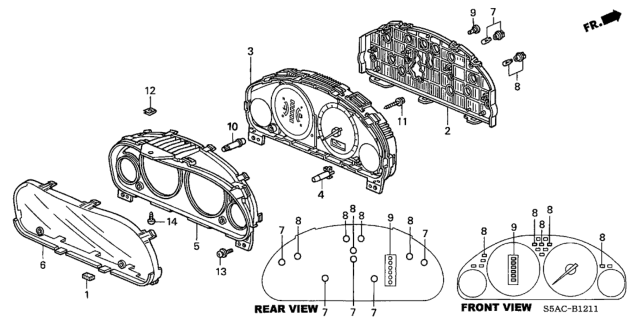 2005 Honda Civic Meter Components (Visteon) Diagram