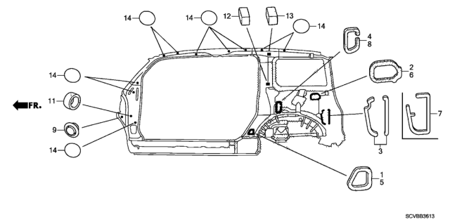 2011 Honda Element Grommet (Side) Diagram