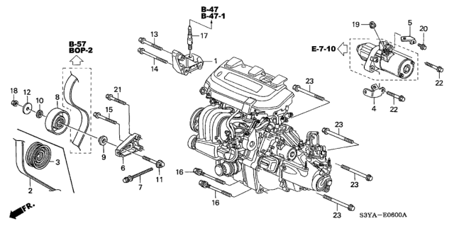 2006 Honda Insight Engine Mounting Bracket Diagram