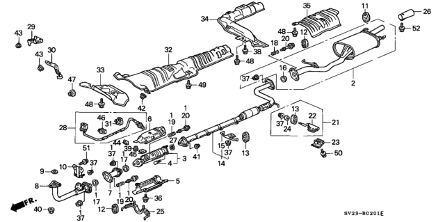 1995 Honda Accord Converter Assembly Diagram for 18150-P0A-A22