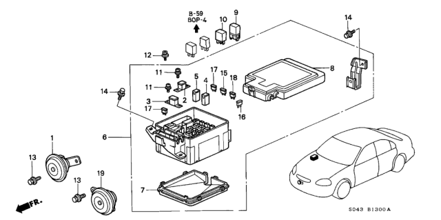 1996 Honda Civic Control Unit (Engine Room) Diagram