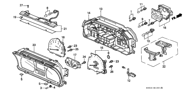 1989 Honda CRX Tachometer Assembly (Northland Silver) Diagram for 78125-SH3-A31