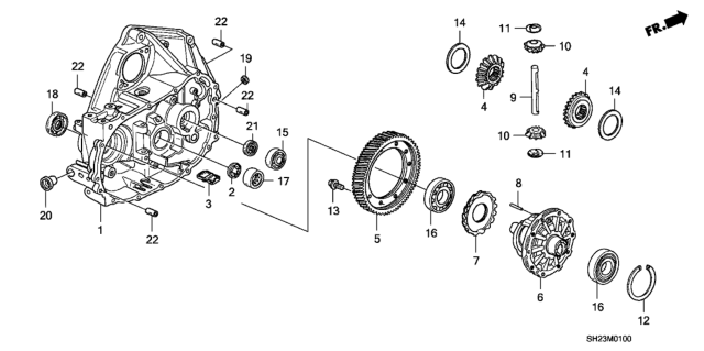 1990 Honda CRX MT Clutch Housing  - Differential Diagram