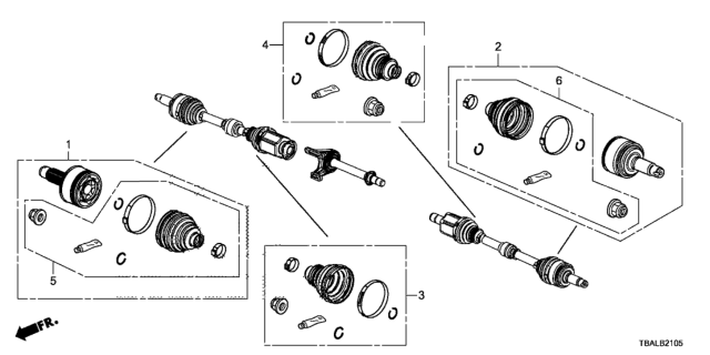 2020 Honda Civic Front Driveshaft Set Short Parts Diagram