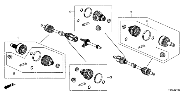 2021 Honda Civic JOINT SET, OUTBOARD Diagram for 44014-TBA-A70