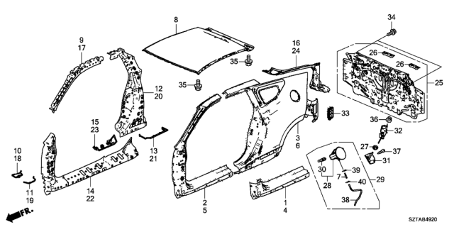 2016 Honda CR-Z Stiffener Set, R. Center Pillar Diagram for 63210-SZT-319ZZ