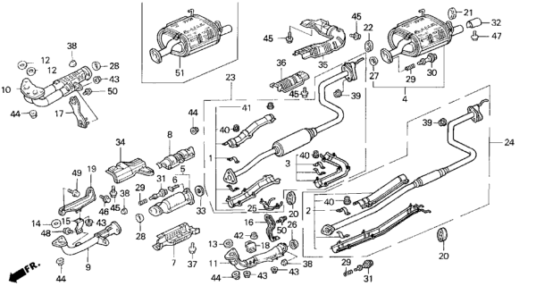 1994 Honda Civic 3 Door SI (ABS) KA 5MT Exhaust System Diagram