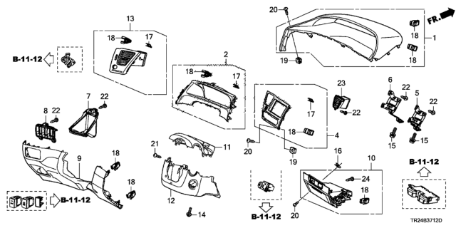 2013 Honda Civic Instrument Panel Garnish (Driver Side) Diagram