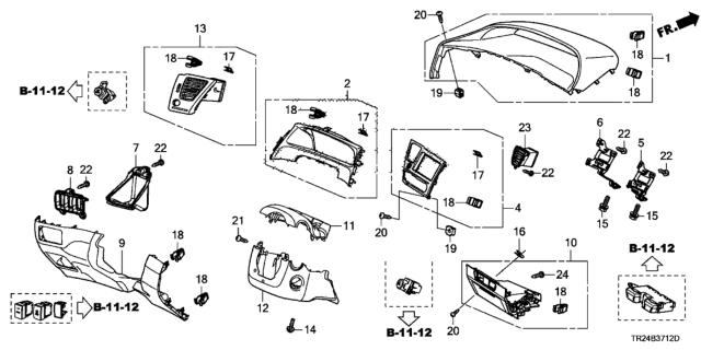 2014 Honda Civic Instrument Panel Garnish (Driver Side) Diagram