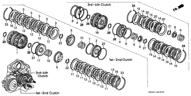 1999 Honda Accord 2 Door LX (UL) KL 4AT AT Clutch Diagram