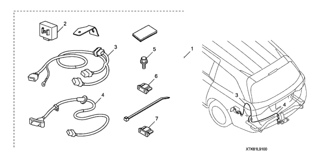 2012 Honda Odyssey 5 Door EXL (LEATHER) KA 5AT Trailer Hitch Harness Diagram