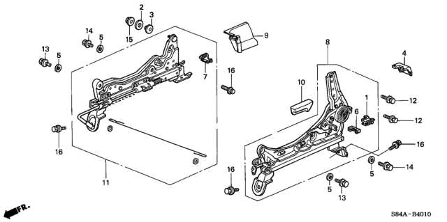 2002 Honda Accord Slide, L. Reclining (Outer) Diagram for 81550-S4K-A01