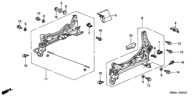 2002 Honda Accord Adjuster, L. Slide (Inner) Diagram for 81670-S4K-A01