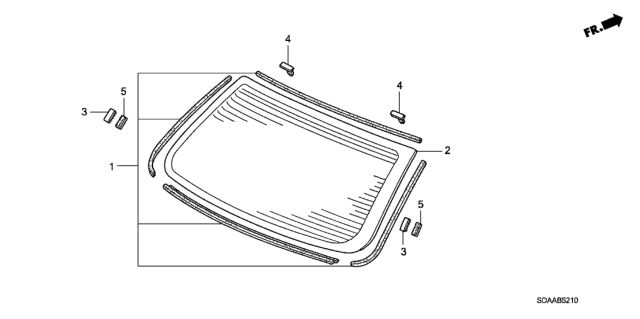 2007 Honda Accord Rubber Set, RR. Windshield Dam Diagram for 04733-SDA-010