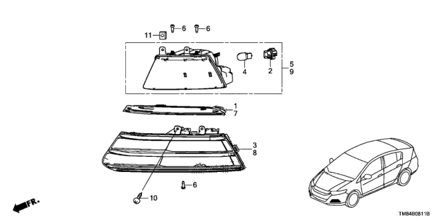 2012 Honda Insight Unit FR Combi L Diagram for 33353-TM8-J02