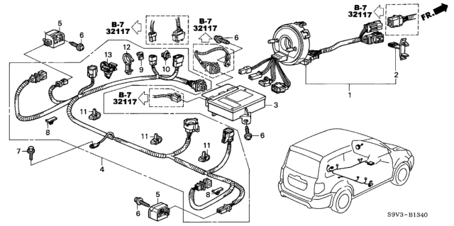 2004 Honda Pilot SRS Unit Diagram