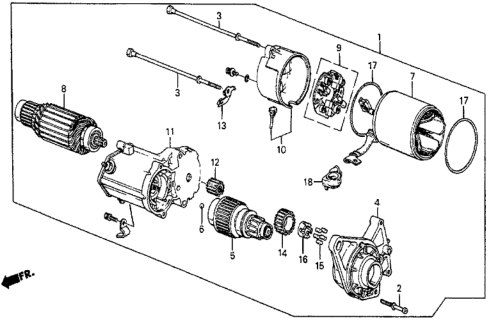 1986 Honda Prelude Starter Motor (Denso) Diagram