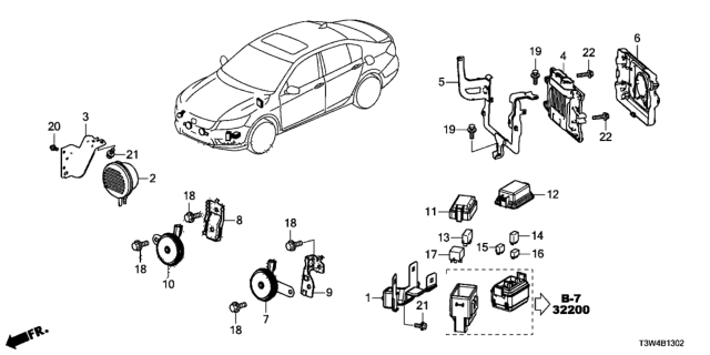 2017 Honda Accord Hybrid Bracket Diagram for 37451-T3V-A10