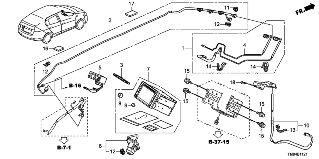 2014 Honda Insight Navigation Unit Diagram for 39541-TM8-A12