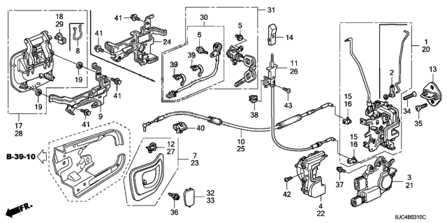 2006 Honda Ridgeline Cylinder, Driver Side Door Diagram for 72185-SJC-A01