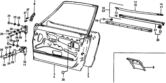 1978 Honda Civic 3 Door ** (1200) ** 4MT Door Panel Diagram