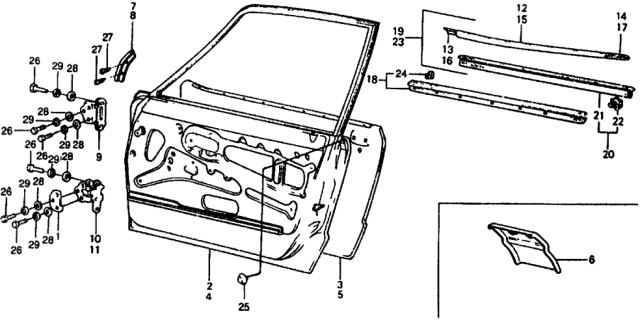 1977 Honda Civic Molding, R. Door Diagram for 75801-634-010