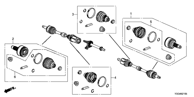 2019 Honda Civic Joint Set, Outboard Diagram for 44014-TGG-A50