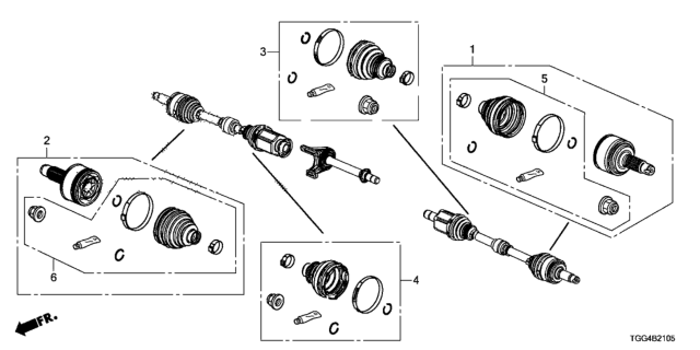 2018 Honda Civic Front Driveshaft Set Short Parts Diagram