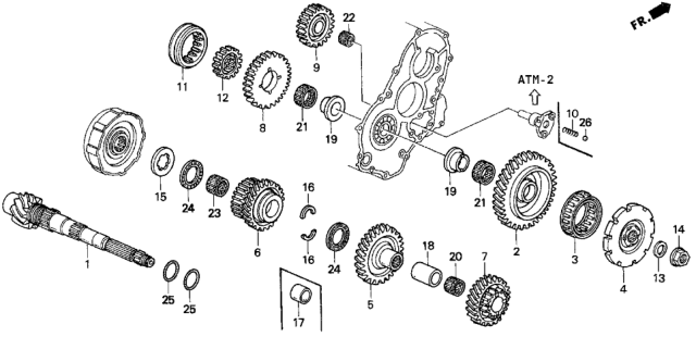 1994 Honda Del Sol 2 Door SI KL 4AT AT Countershaft Diagram