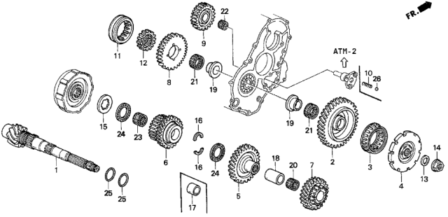 1994 Honda Del Sol AT Countershaft Diagram