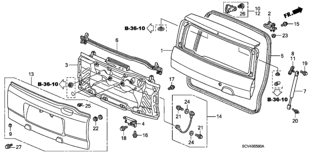 2005 Honda Element Tailgate Diagram